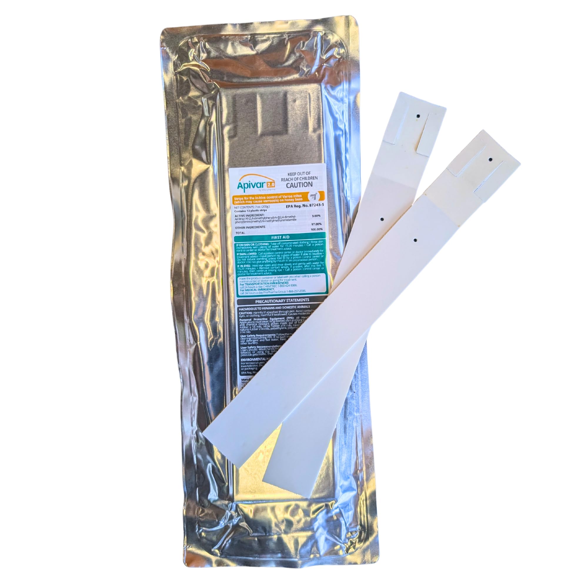 Apivar Strips Varroa Mite Treatment for Honey Bees with Easy Rip Strips - 97-99% Effective Against Mites (4 Pack)