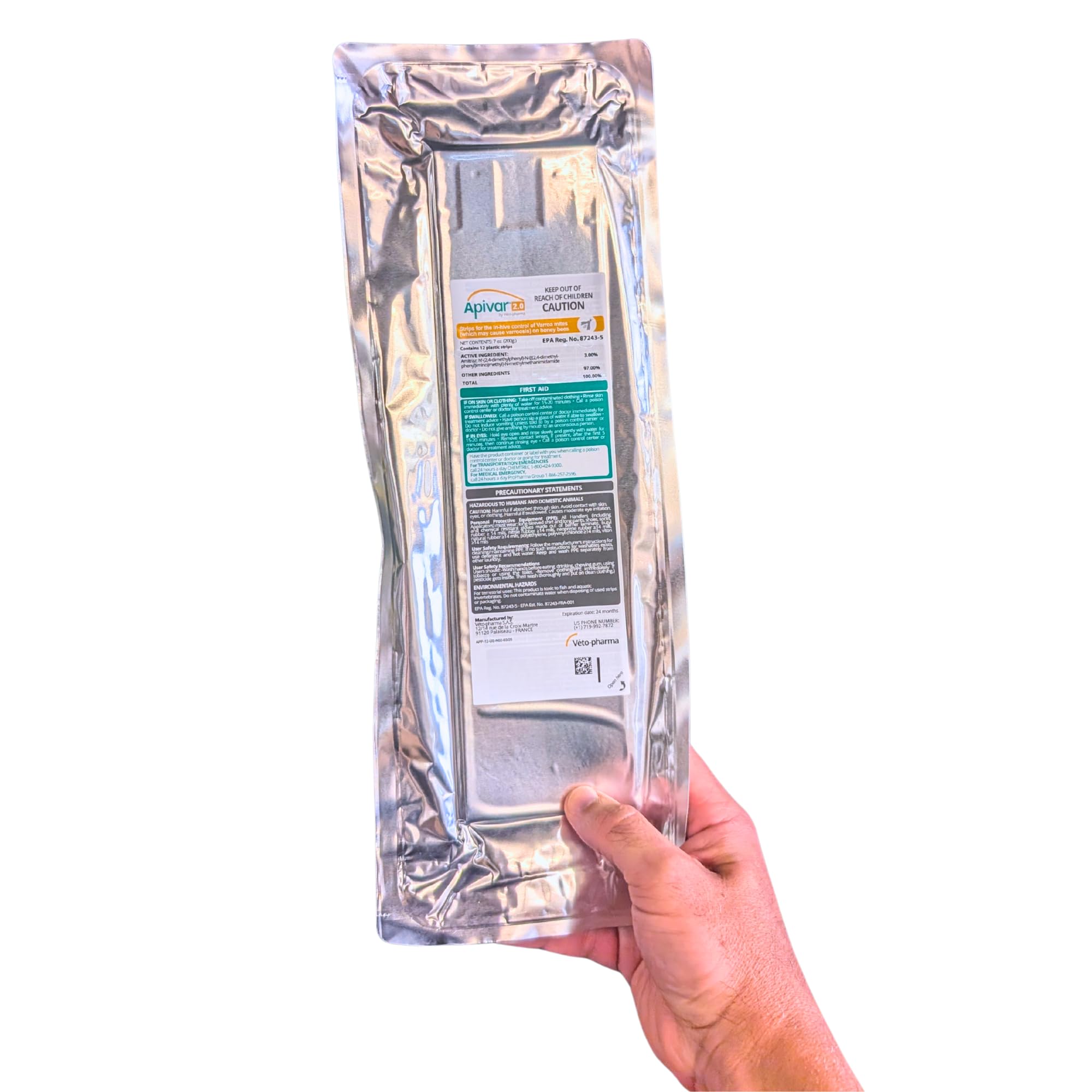 Apivar Strips Varroa Mite Treatment for Honey Bees with Easy Rip Strips - 97-99% Effective Against Mites (4 Pack)