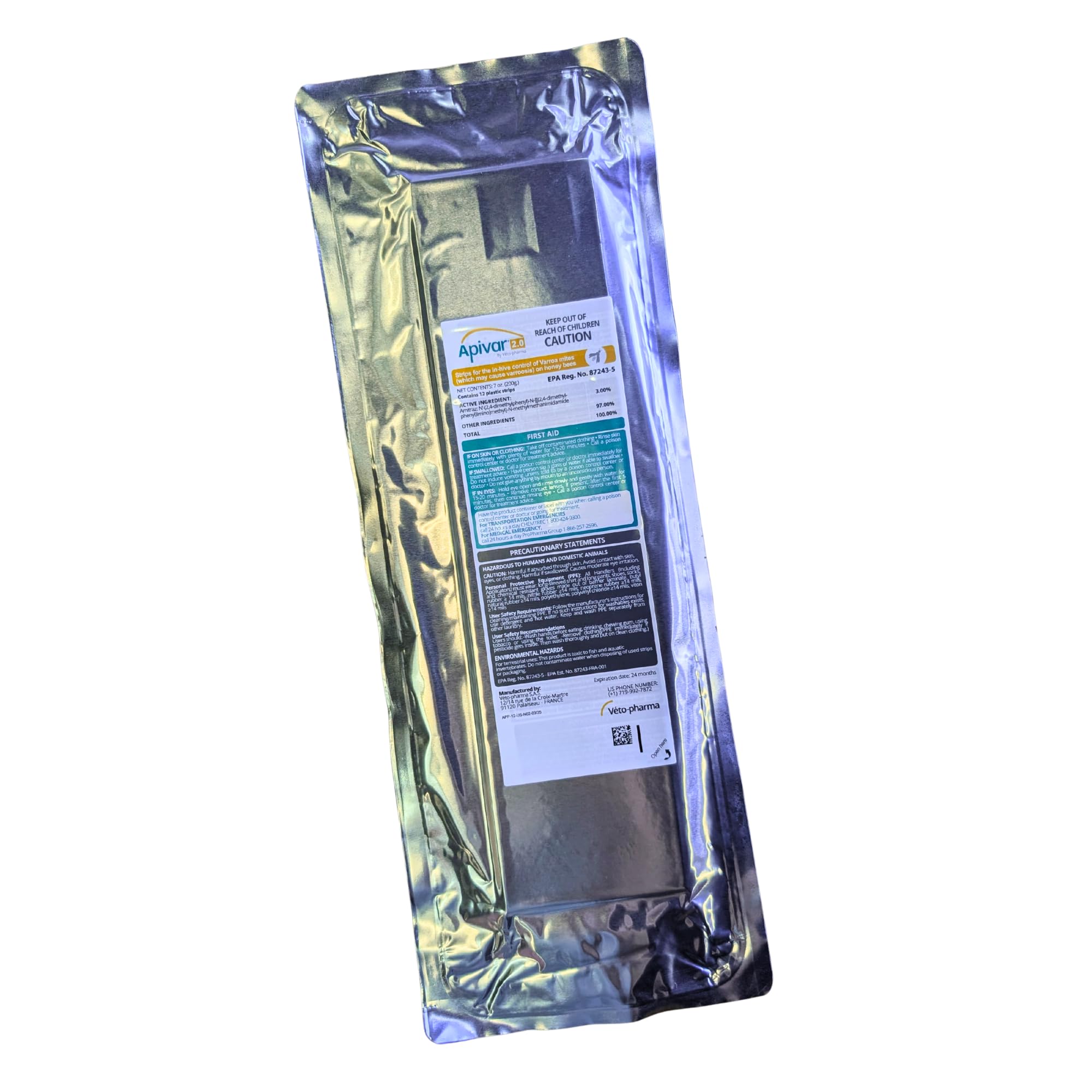 Apivar Strips Varroa Mite Treatment for Honey Bees with Easy Rip Strips - 97-99% Effective Against Mites (4 Pack)