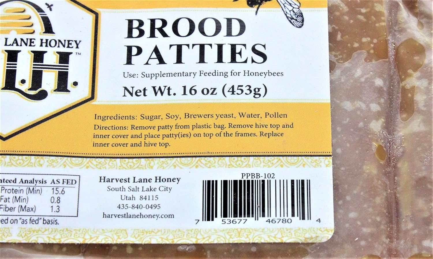 Harvest Lane Honey PPBB-102 LB 15% Pollen Pattie